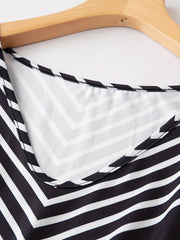 Colorblock Stripe Print V Neck Plus Size Tank Top