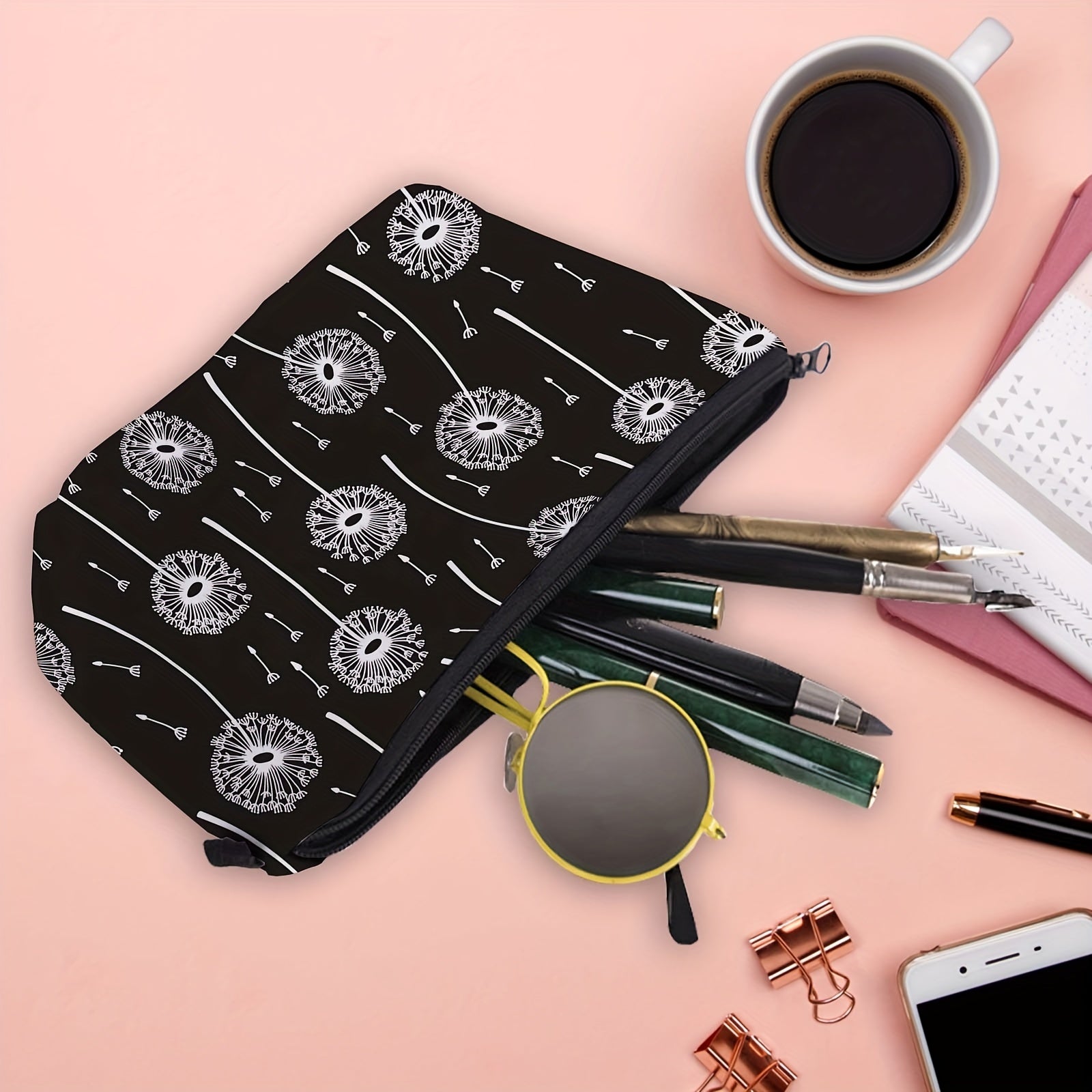 Dandelion Pattern Waterproof Makeup Bag for Teens