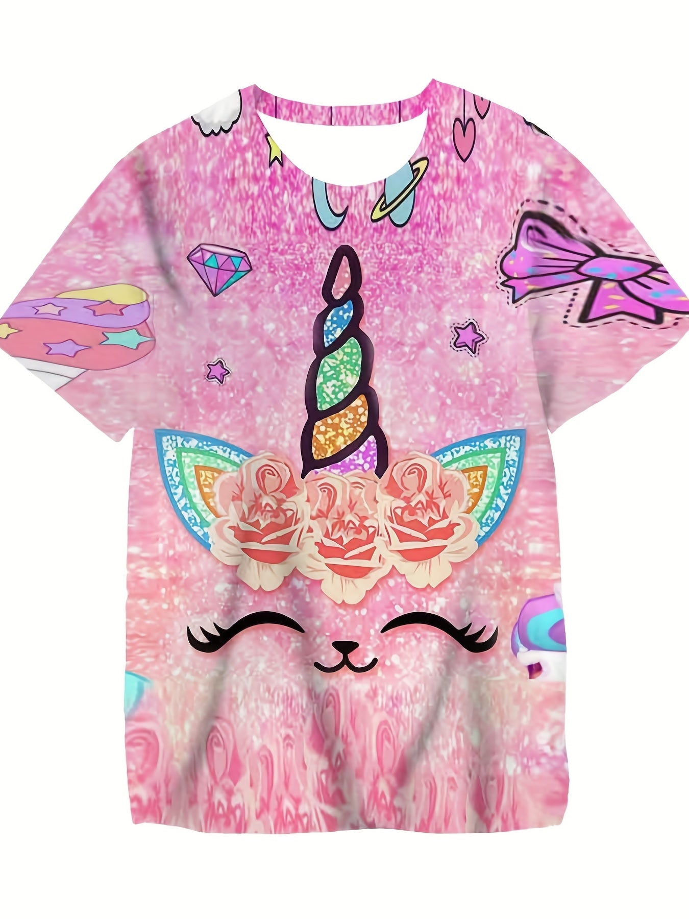 Floral Horn Graphic T Shirt for Kids