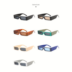 Square Rectangle Small Frame Sunglasses Vintage Retro Tinted Lens Sun Glasses