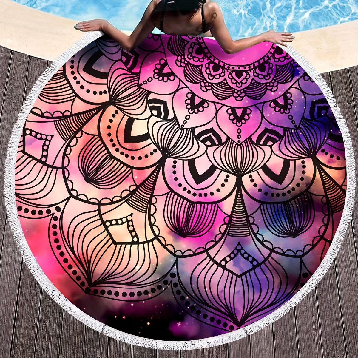 Soft Absorbent Round Beach Towel for Outdoor Travel