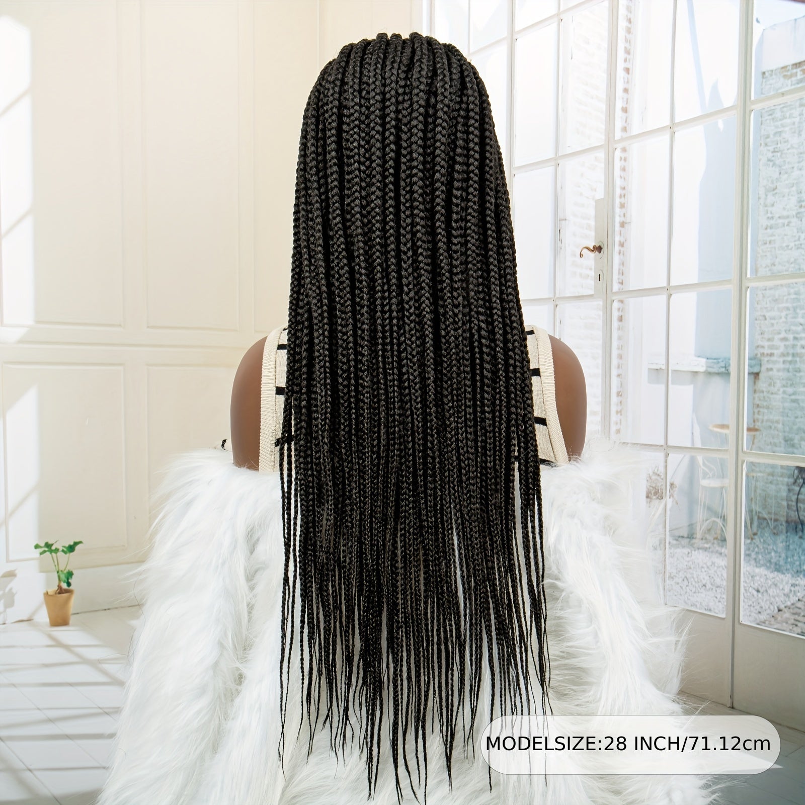 Knotless Long Box Braid Hair Wigs Synthetic Fiber Lace Front Hair Wigs For Women