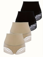 4 Pack Plus Size Lace Tummy Control Butt Lifting Shapewear Briefs Set