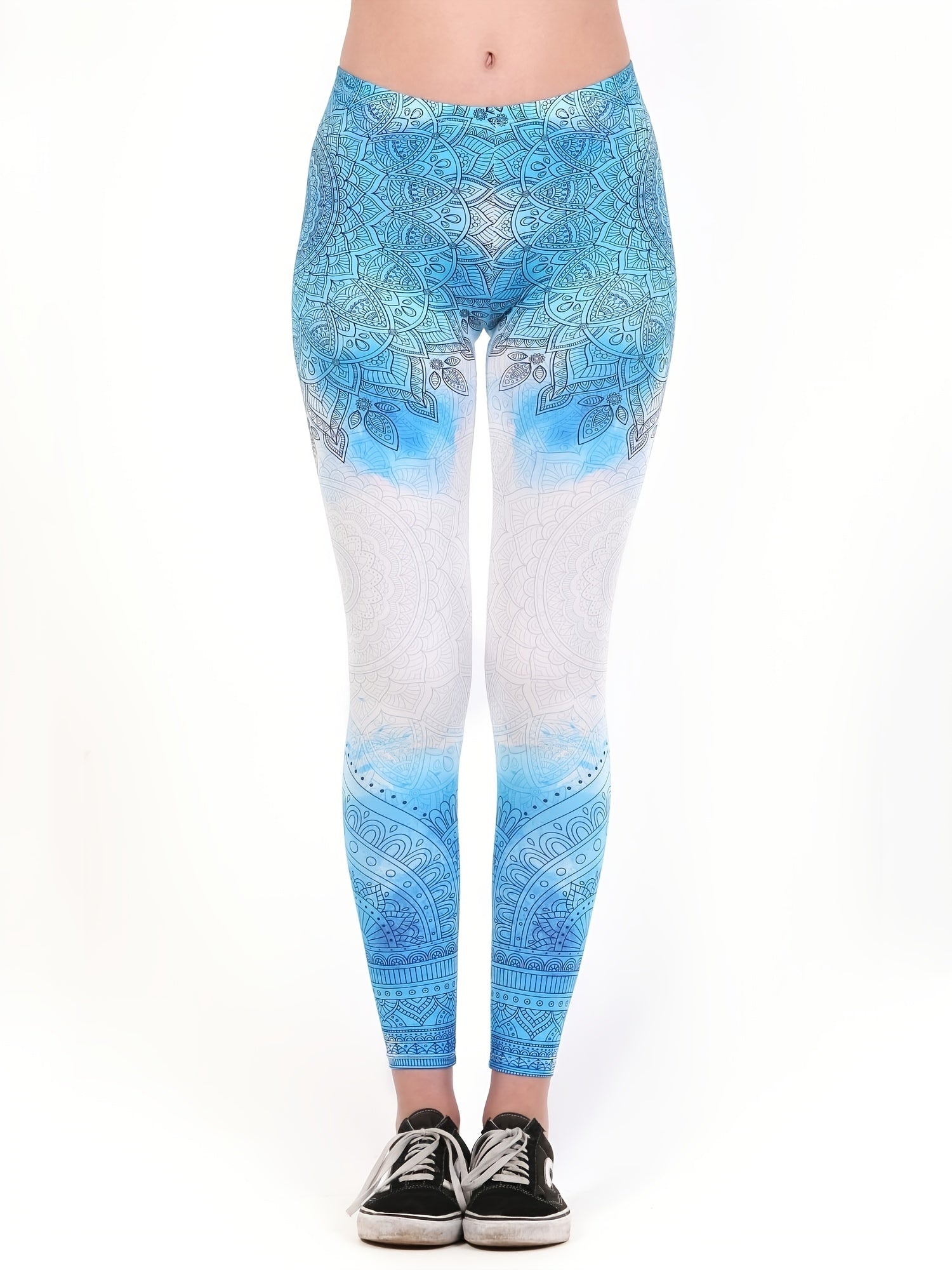 Boho Floral Print Skinny Leggings High Waist Yoga Leggings