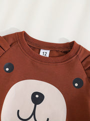 Baby Boy's Bear Graphic Sweatshirt & Romper & Trousers Set