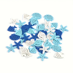 50pcs Mediterranean Wooden Craft Shapes for Beach Weddings Coastal Home Decor