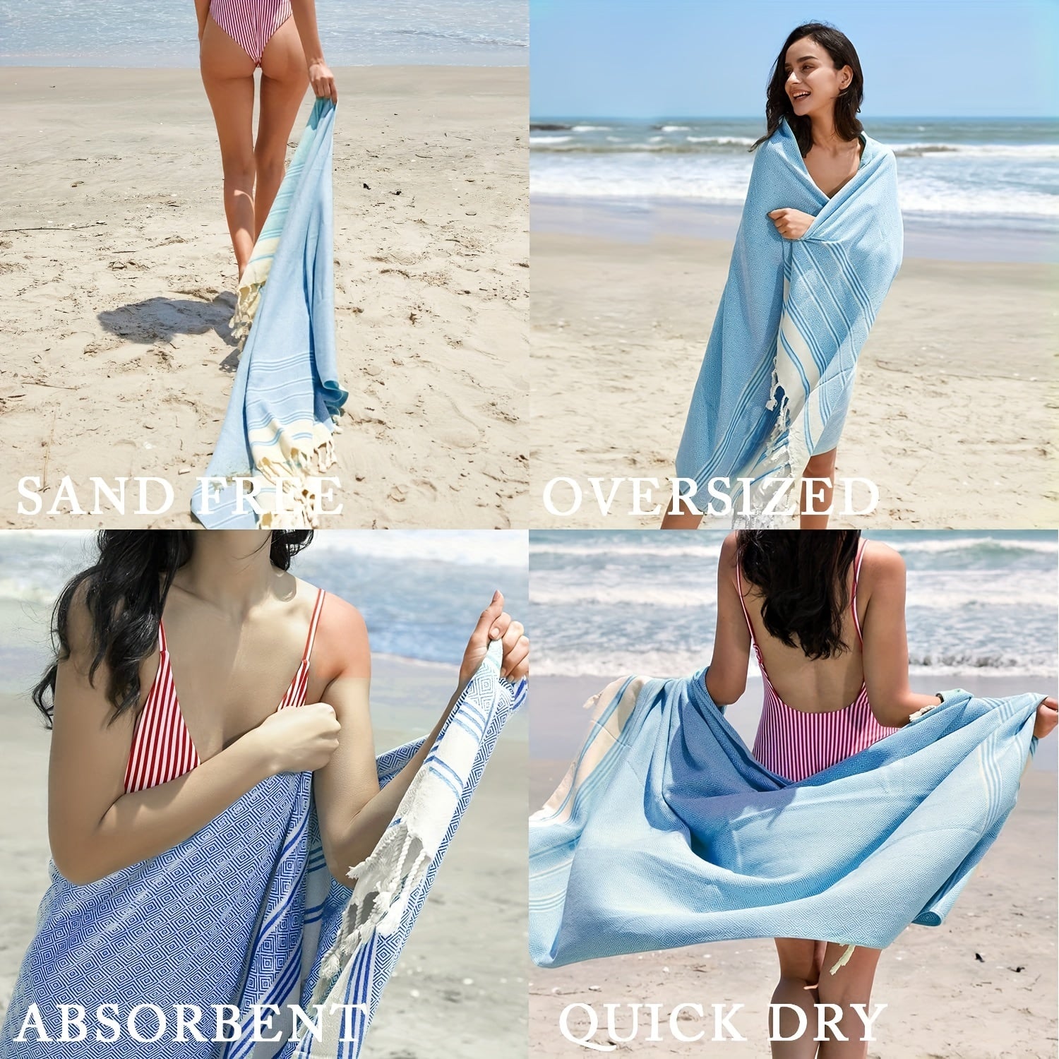 Jacquard Rhombus Beach Towel Quick Dry 71x39in