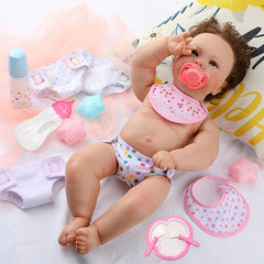Doll Play Toy Set with Printed Bib and Diaper - Ideal for Children Over 3