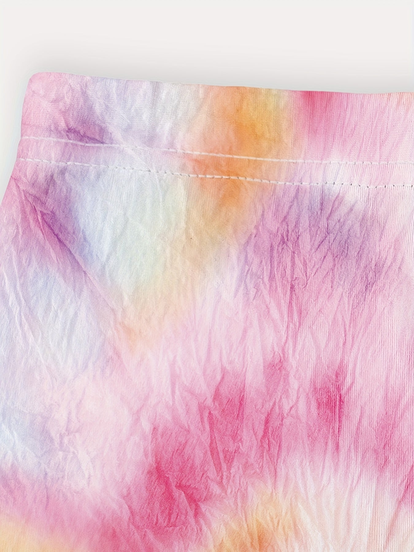 Girls Tie Dye Fleece Leggings Footless Tights Anti-Mosquito Pants