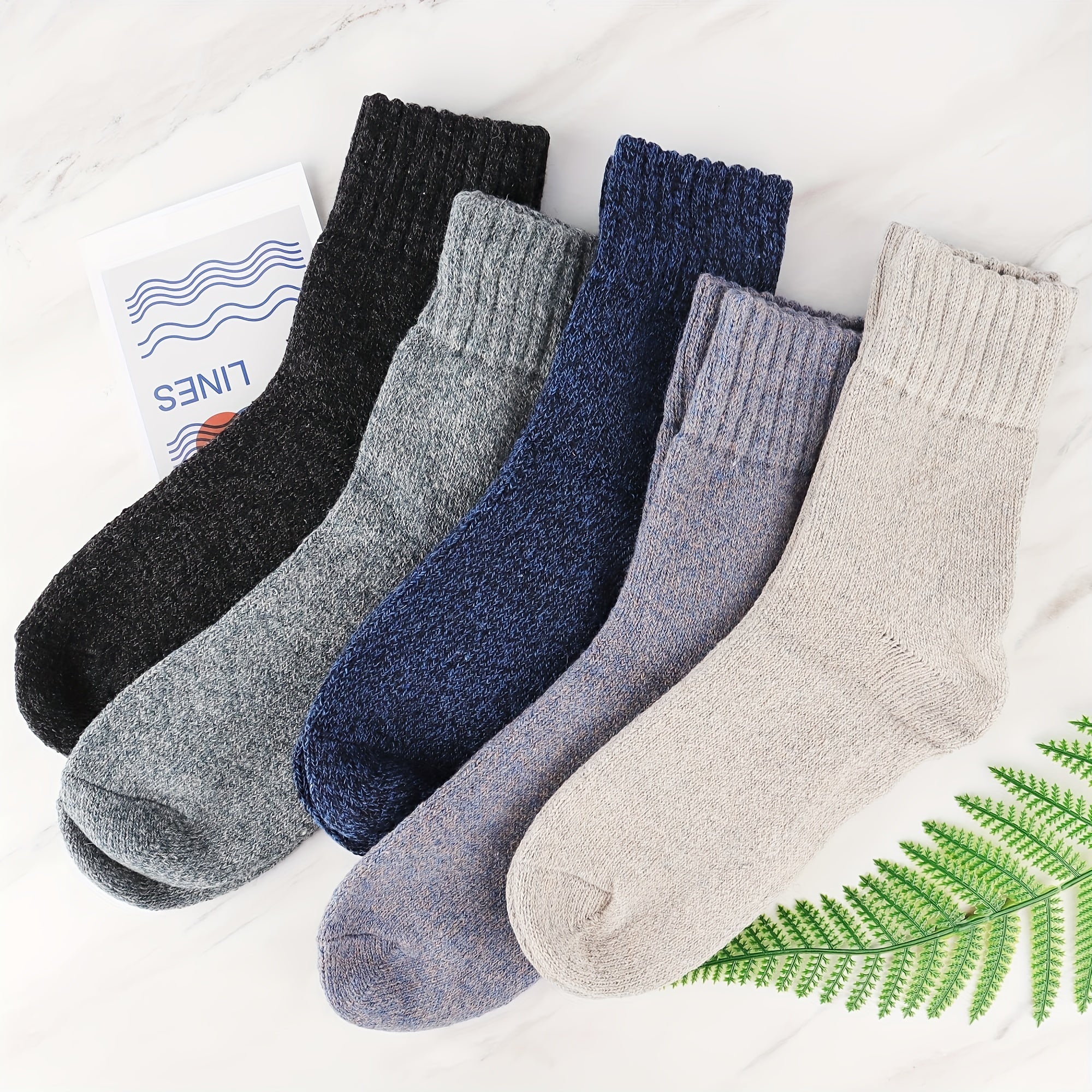 5 Pairs Women's Warm & Thick Crew Socks Mid Tube Stockings