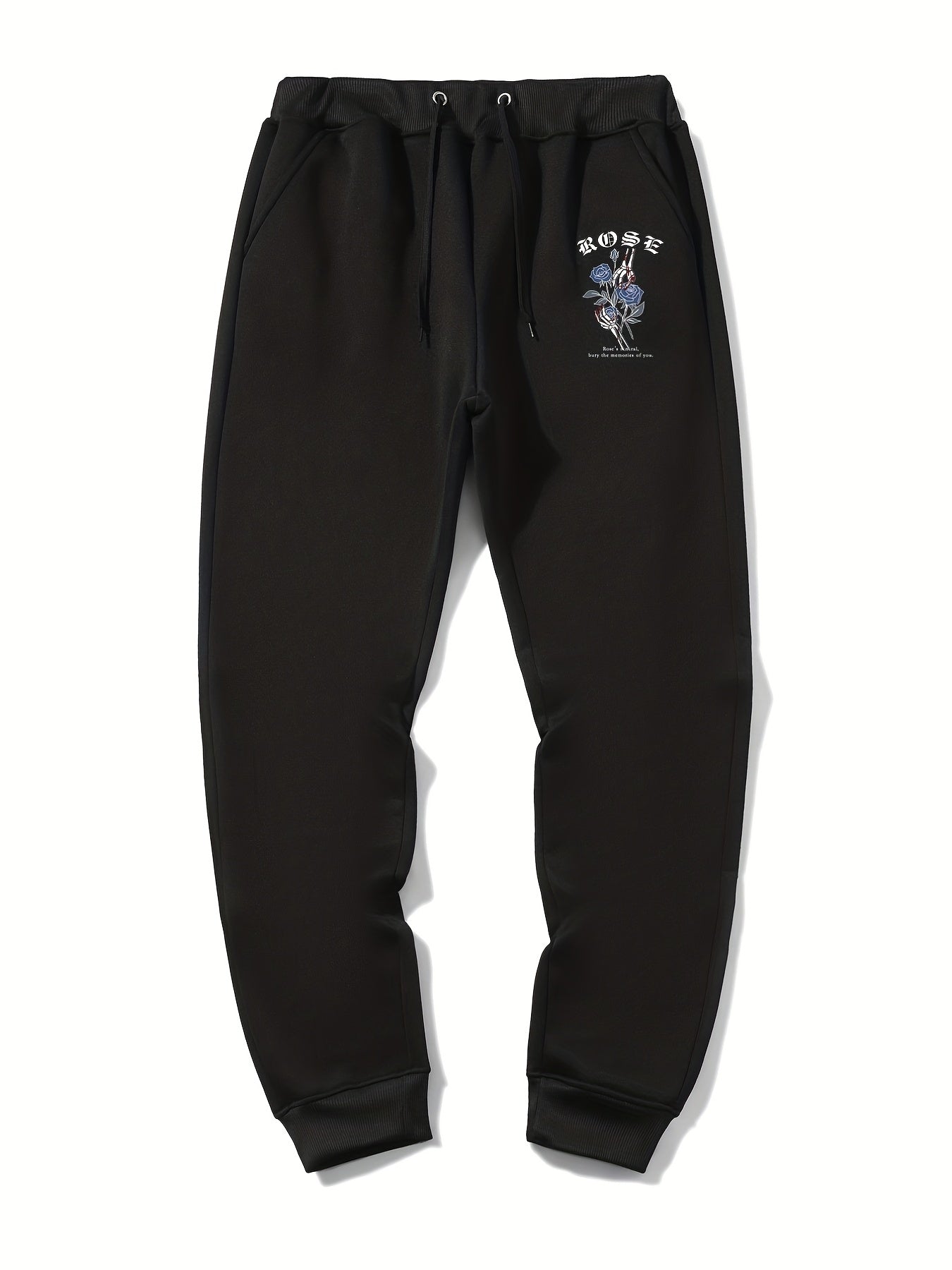 Men s Rose Print Drawstring Sweatpants