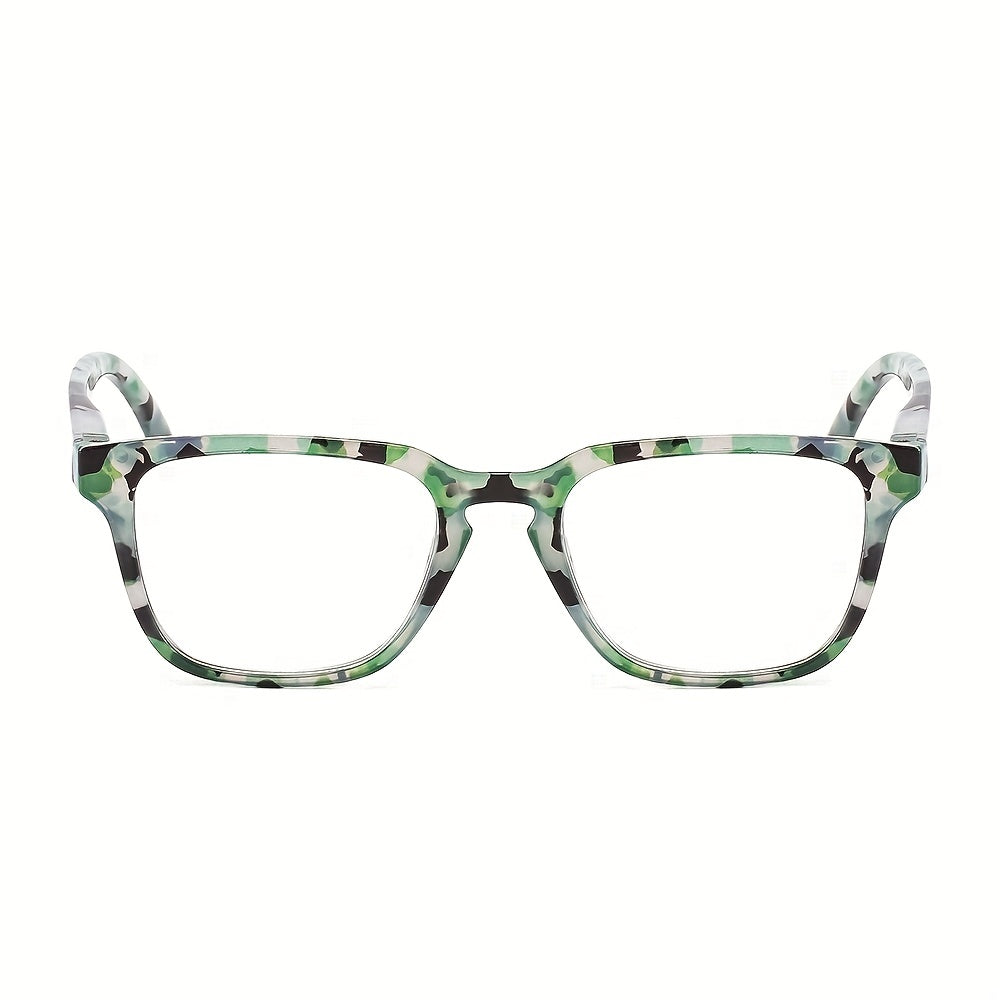 Camouflage Square Frame Reading Glasses Casual Eyeglasses