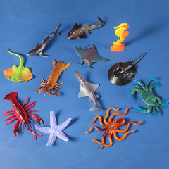 Ocean Sea Animals Figures Set 12pcs Mini Plastic Underwater Life Creatures