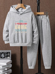 Boys Casual Long Sleeve Hooded Sweatshirt & Sweatpants Set