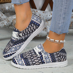 Geometric Graphic Canvas Shoes Tribal Style Low Top Slip On Shoes