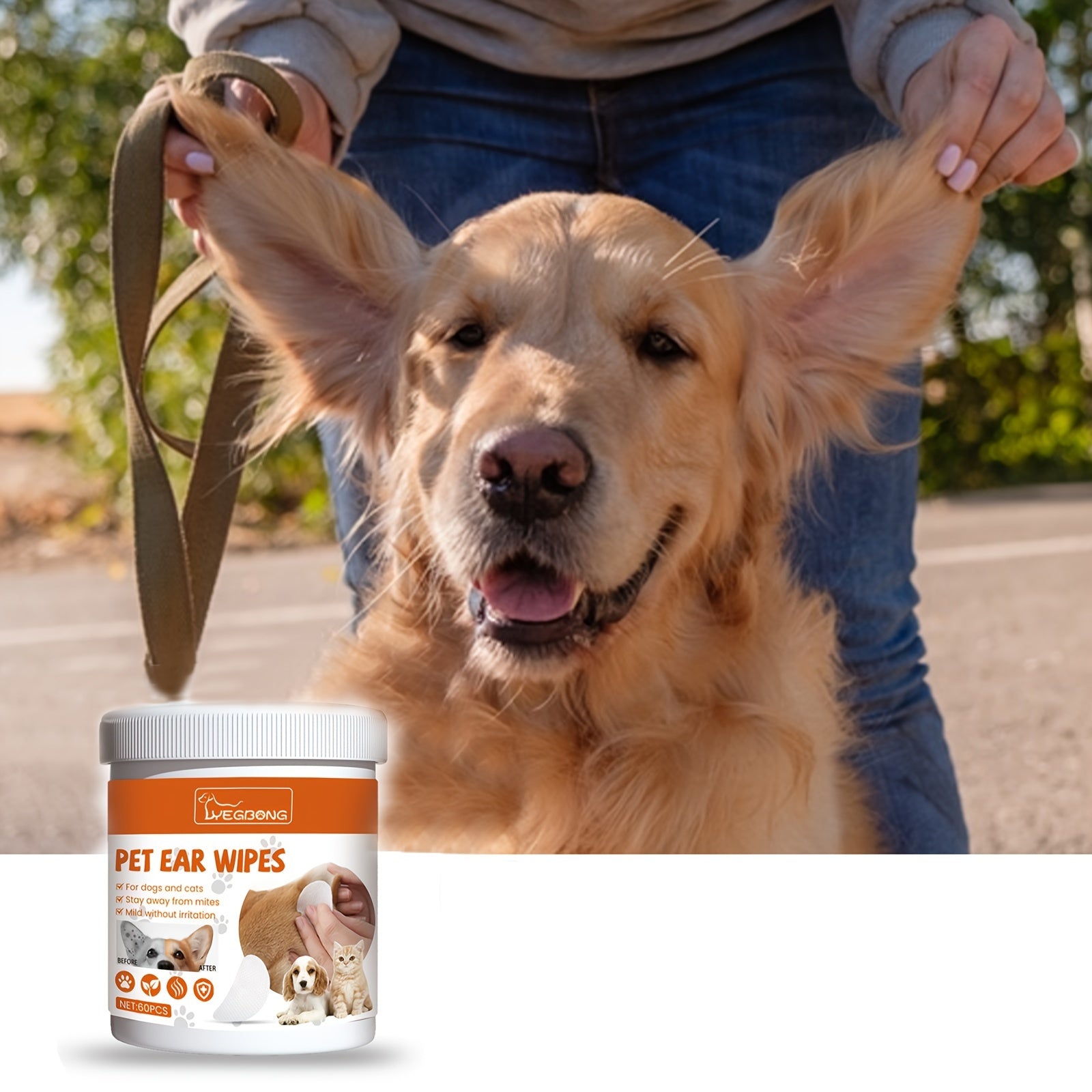 60pcs Box Pet Ear Wipes for Dogs and Cats - Ear Mite Cleaning Wipes