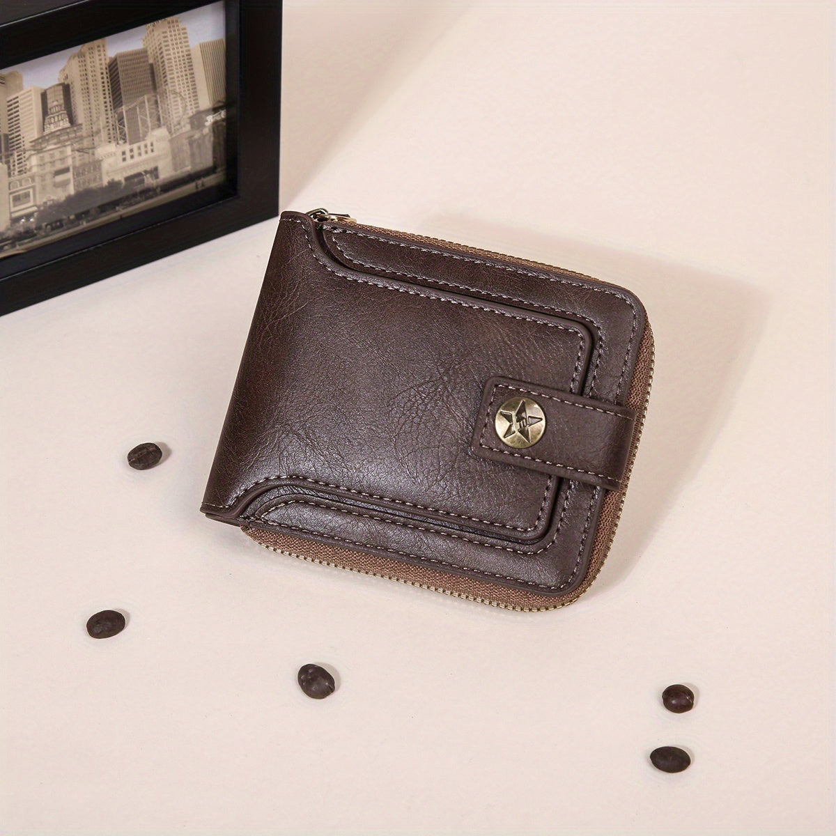 Business Flap Card Slot Zipper Wallet