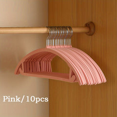 10pcs Velvet Flocking Hanger Non-slip Plastic Clothes Hanger