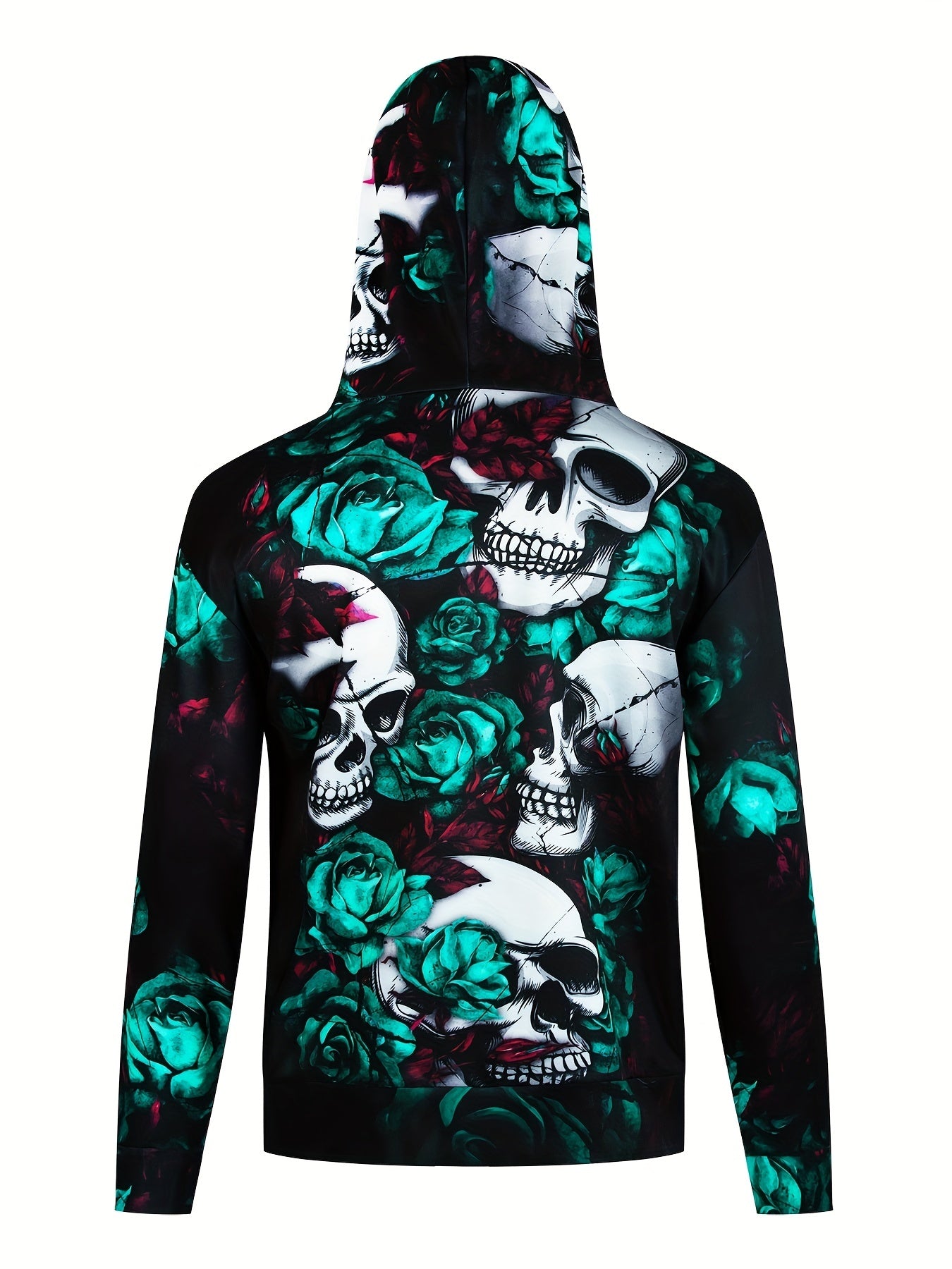 Skulls And Roses Print Hoodie For Men