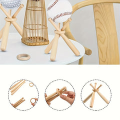 Rubber Wood Mini Wooden Stick Baseball Round Wooden Stick Bracket