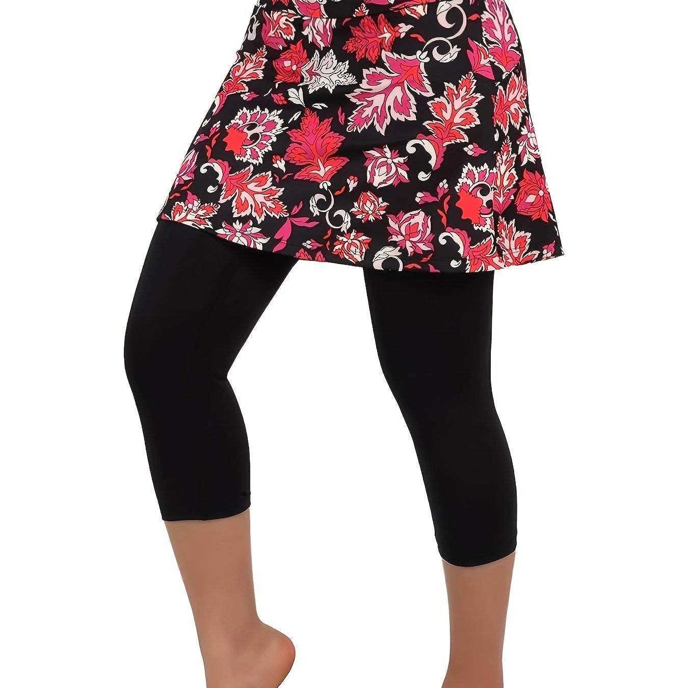 Leaf Print Sports Skirt High Stretch Mini Skirt