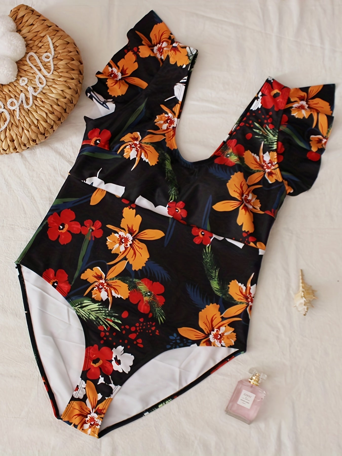 Retro Swimsuit Women's Floral Print One Piece S