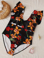 Retro Swimsuit Women's Floral Print One Piece S