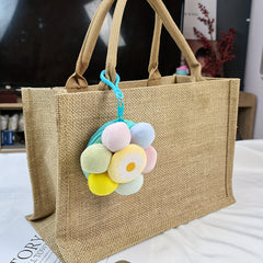 Cartoon Flower Key Chain Plush Doll School Bag Purse Pendant