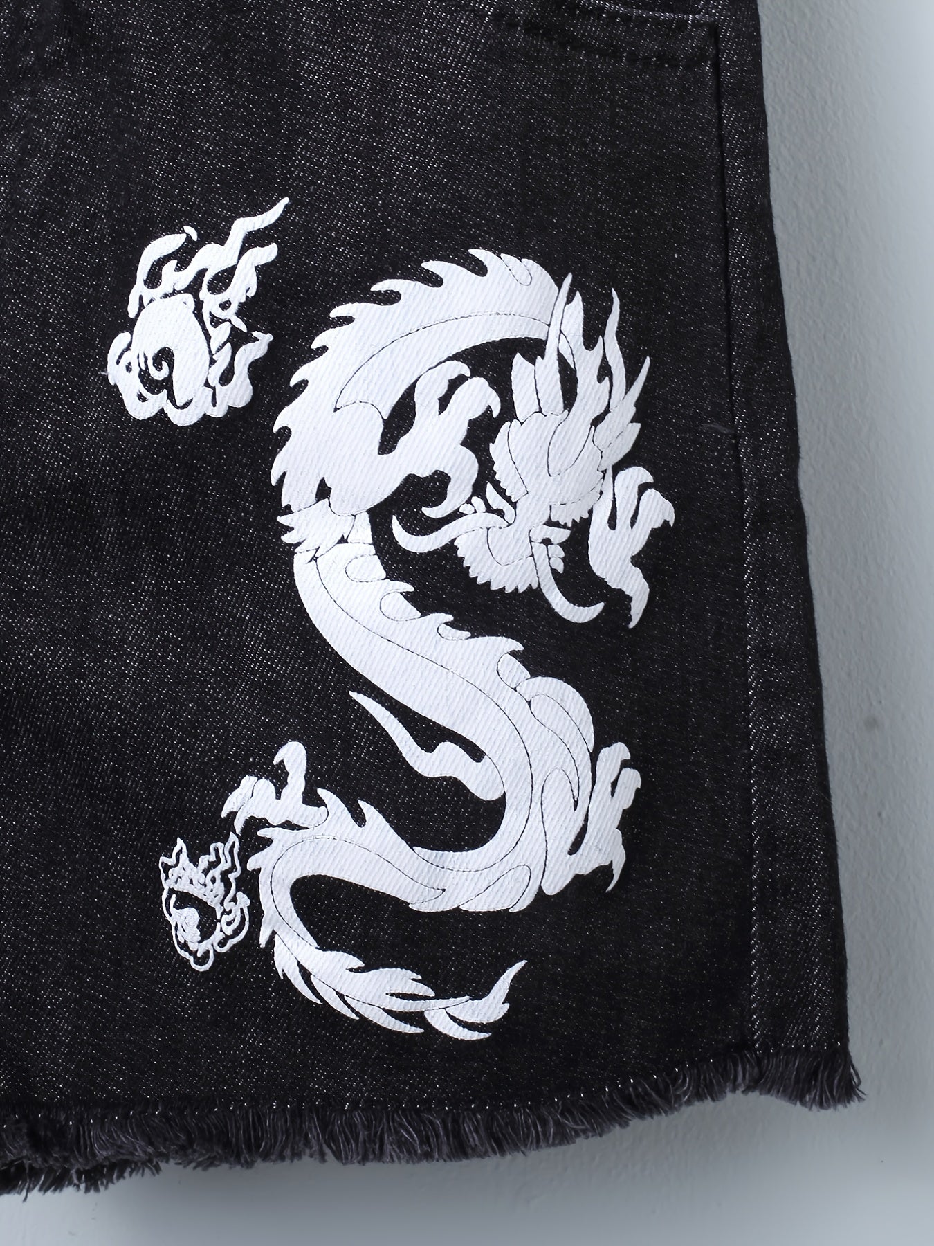 Girls Dragon Print Denim Shorts Kids Summer Clothes