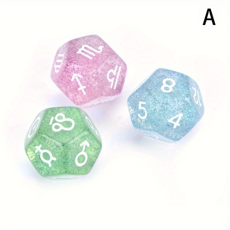 3pcs 12 Sided Zodiac Dice Constellation Divination