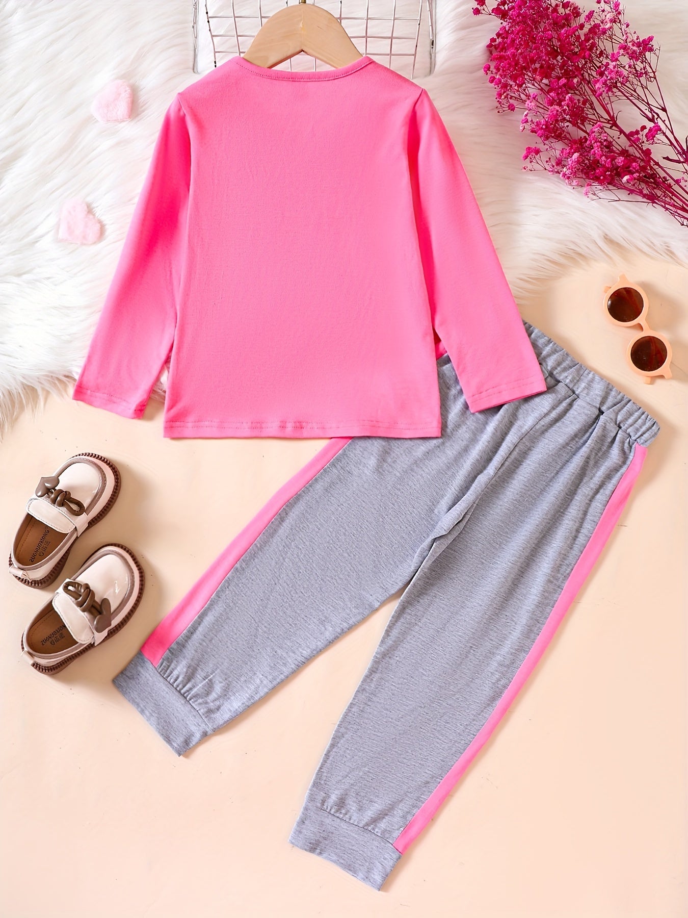 Girl's Heart Pattern Outfit 2pcs Set Spring Fall