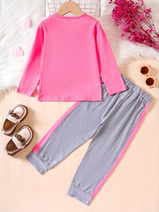 Girl's Heart Pattern Outfit 2pcs Set Spring Fall