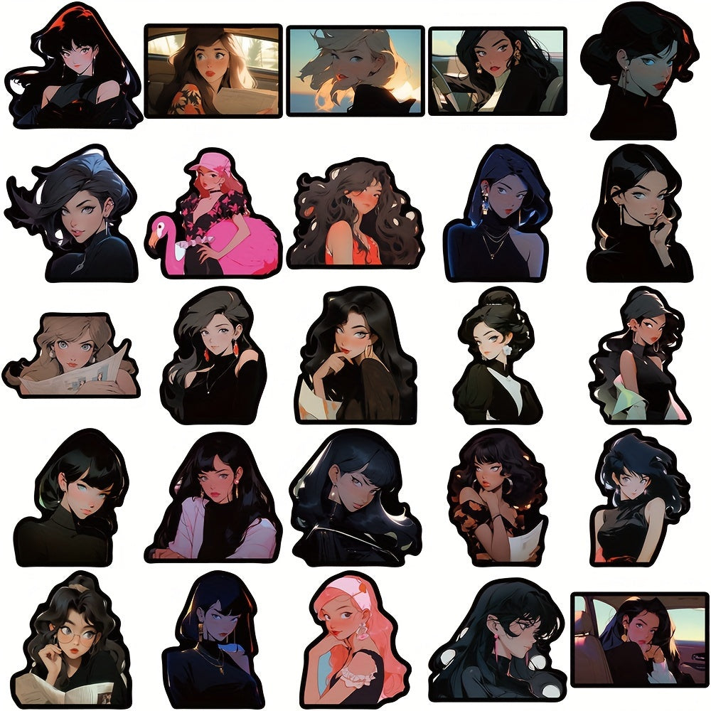 50pcs American Retro Spooky Character Diary Stickers for Stationery Decor