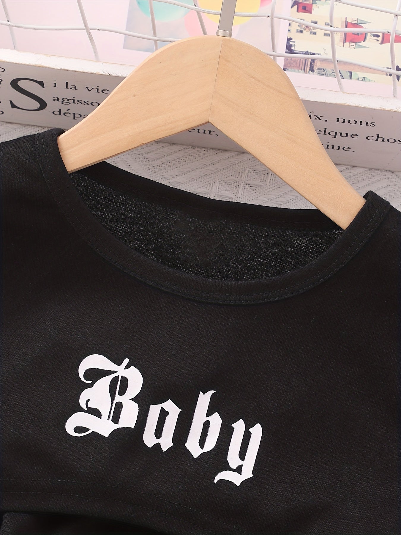 3pcs Kid Girls Clothes 'Baby' Letter Cover Up Tee Cami Crop Top Pants Set