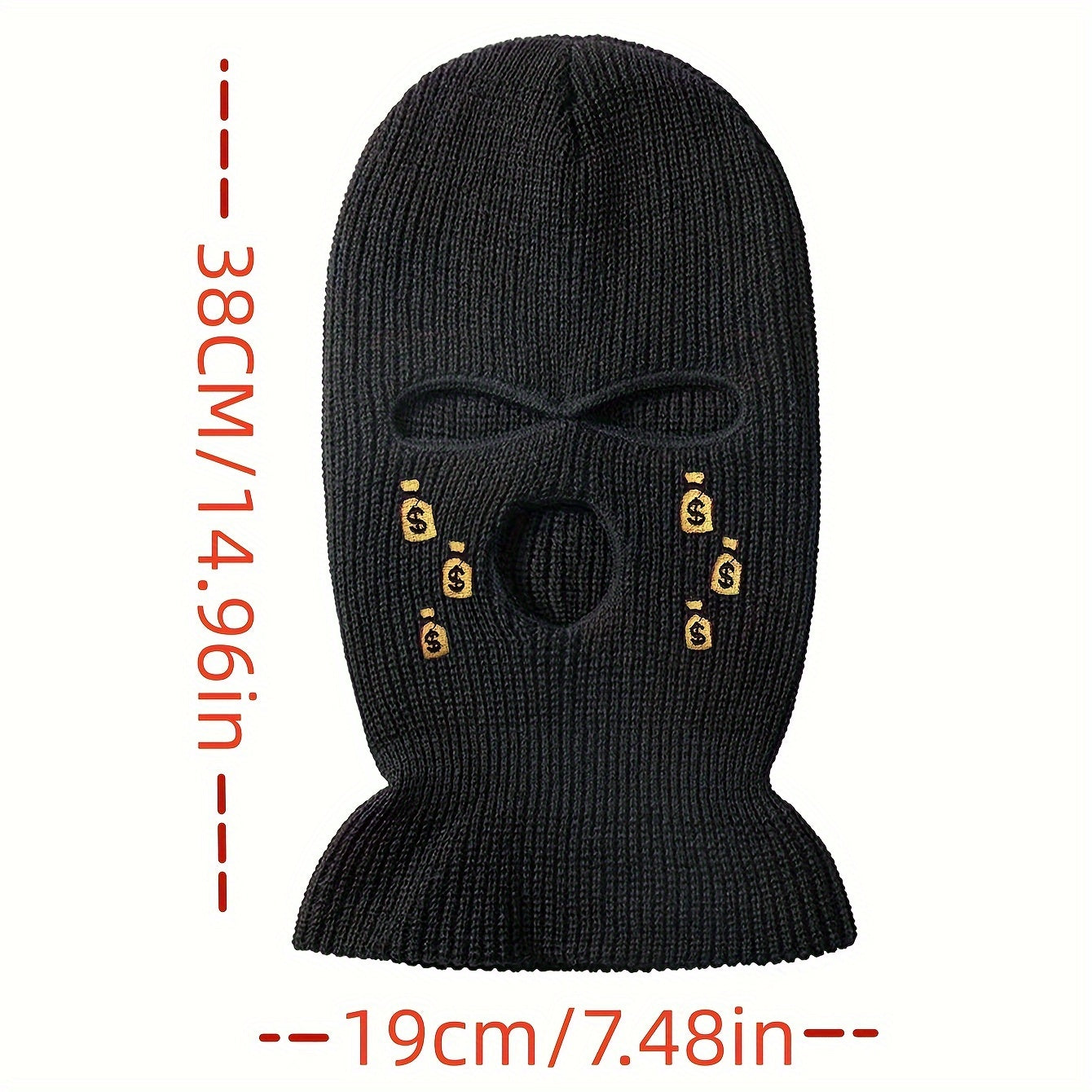 Breathable Embroidered Balaclava Hat Windproof Full Face Mask for Cycling Skiing