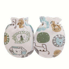 6pairs Newborn Infant Cartoon Animal Stars Graphic Breathable Mittens