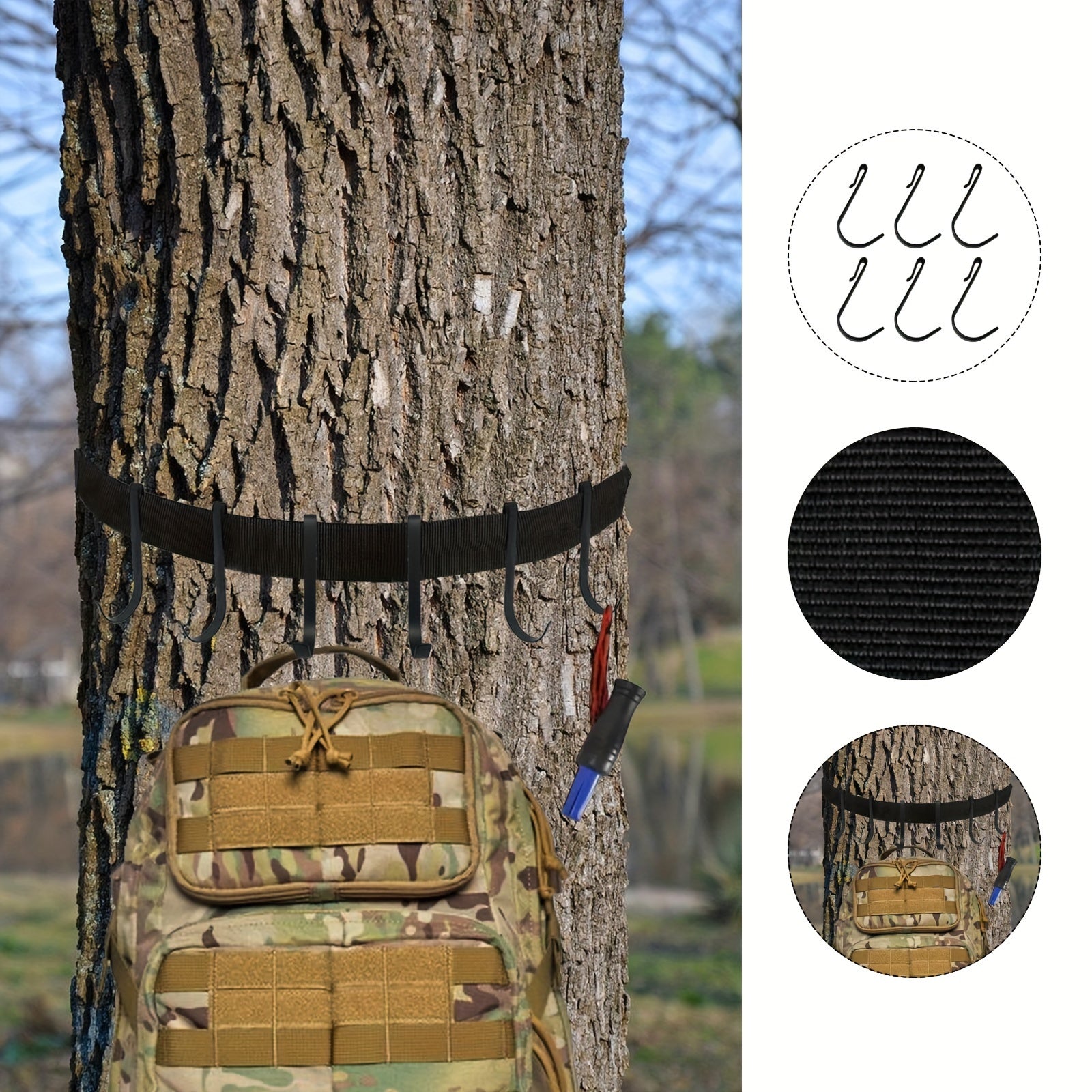 Tree Stand Gear Strap Hangers 6 Hooks Stainless Steel Holder
