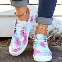 Sunflower Pattern Boat Shoes Lightweight Walking Shoes Women's Footwear