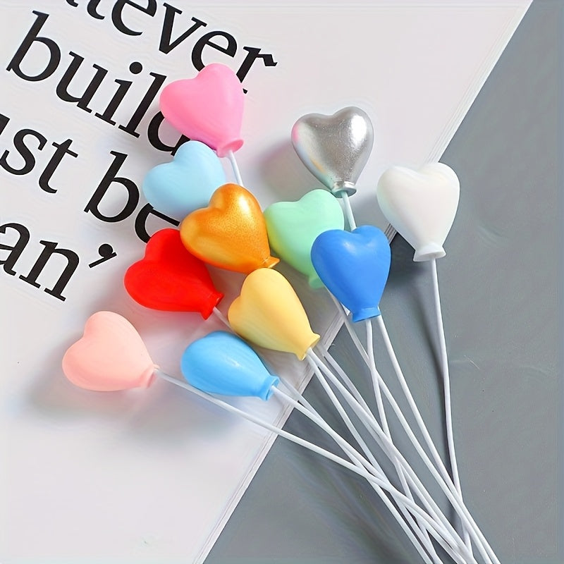 12pcs Resin Balloon Charms with Heart Shaped Caps Mixed Colors DIY Dollhouse Acc