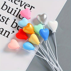 12pcs Resin Balloon Charms with Heart Shaped Caps Mixed Colors DIY Dollhouse Acc