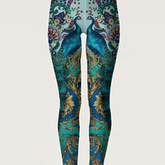 Peacock Print Skinny Leggings High Waist Stretchy Leggings