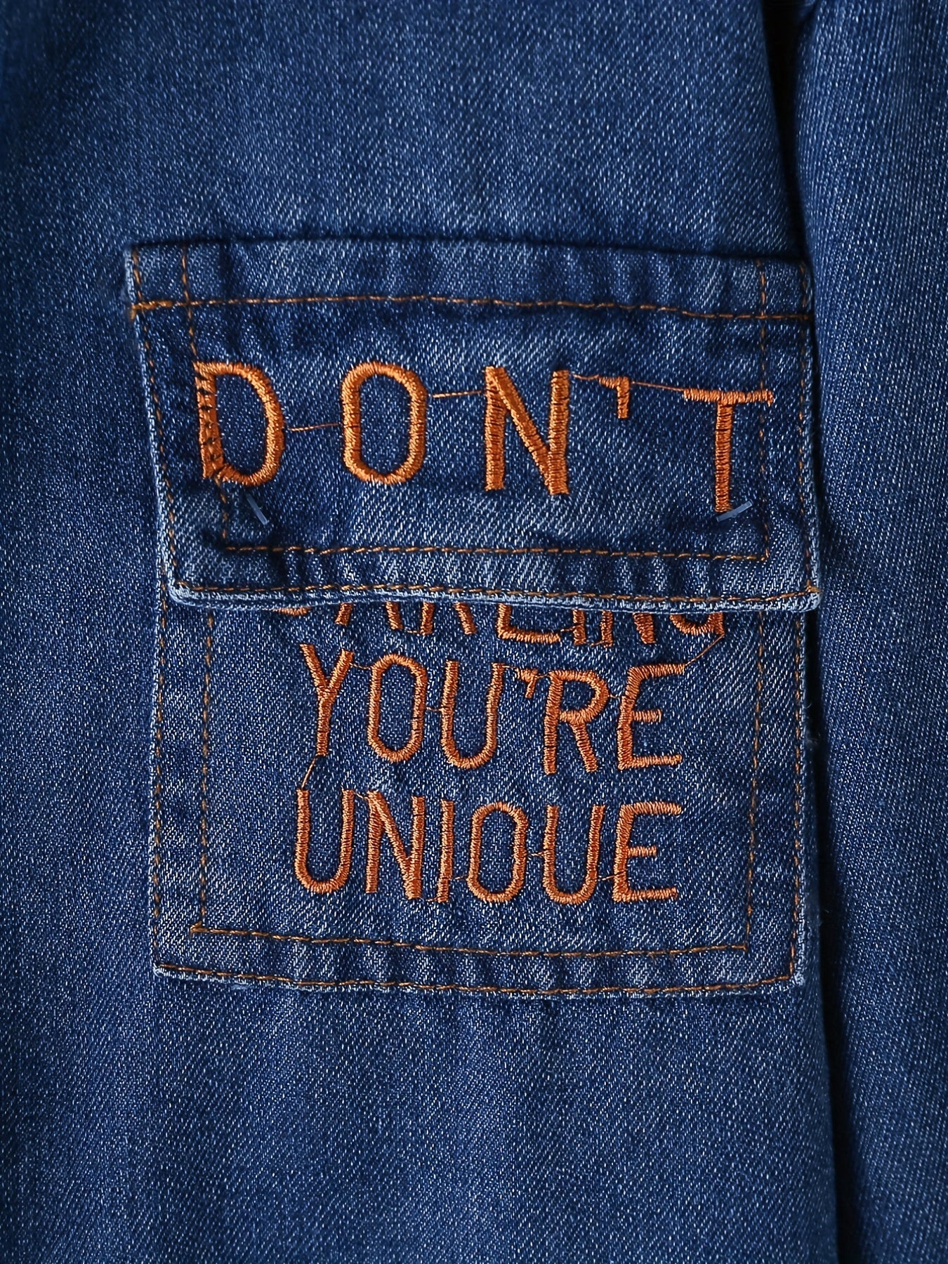 Boys Casual Embroidered Letter Print Denim Jacket Coat