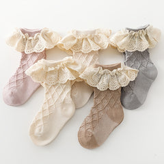 Princess Socks Lace Brim Knit Soft Comfortable Crew Socks