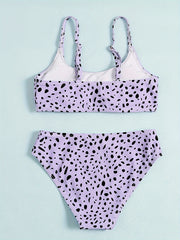 2pcs Leopard Print Swimsuit Set for Girls Summer Hawaii Gift