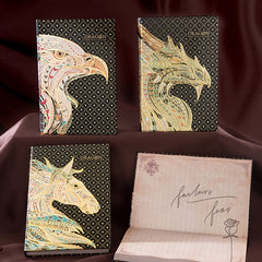 Vintage Embossed Dragon Faux Leather Journal 256 Pages Golden Foil Illustrations