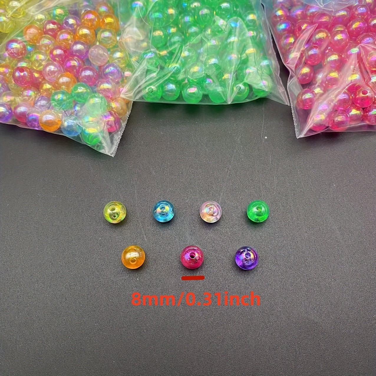 100pcs 8mm Colorful Transparent Beads DIY Jewelry Making