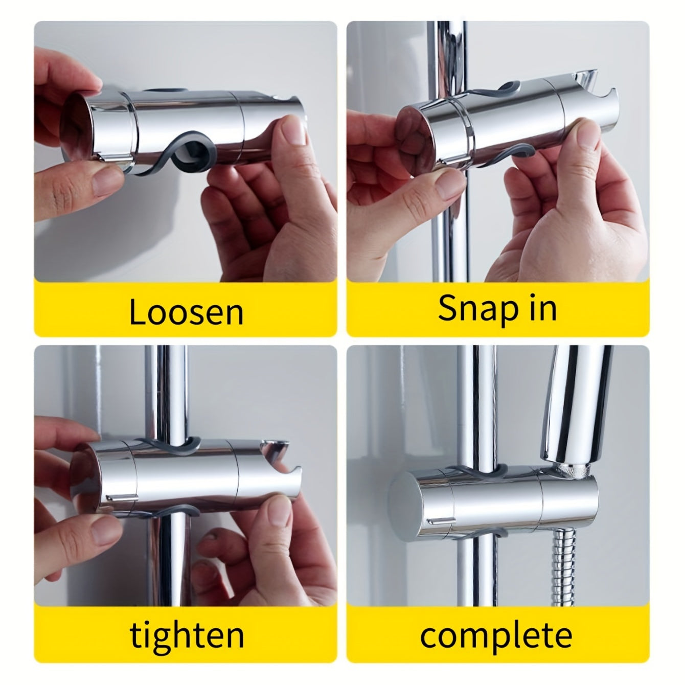 Adjustable Shower Head Holder Easy Install Securely Holds Bathroom Accessory