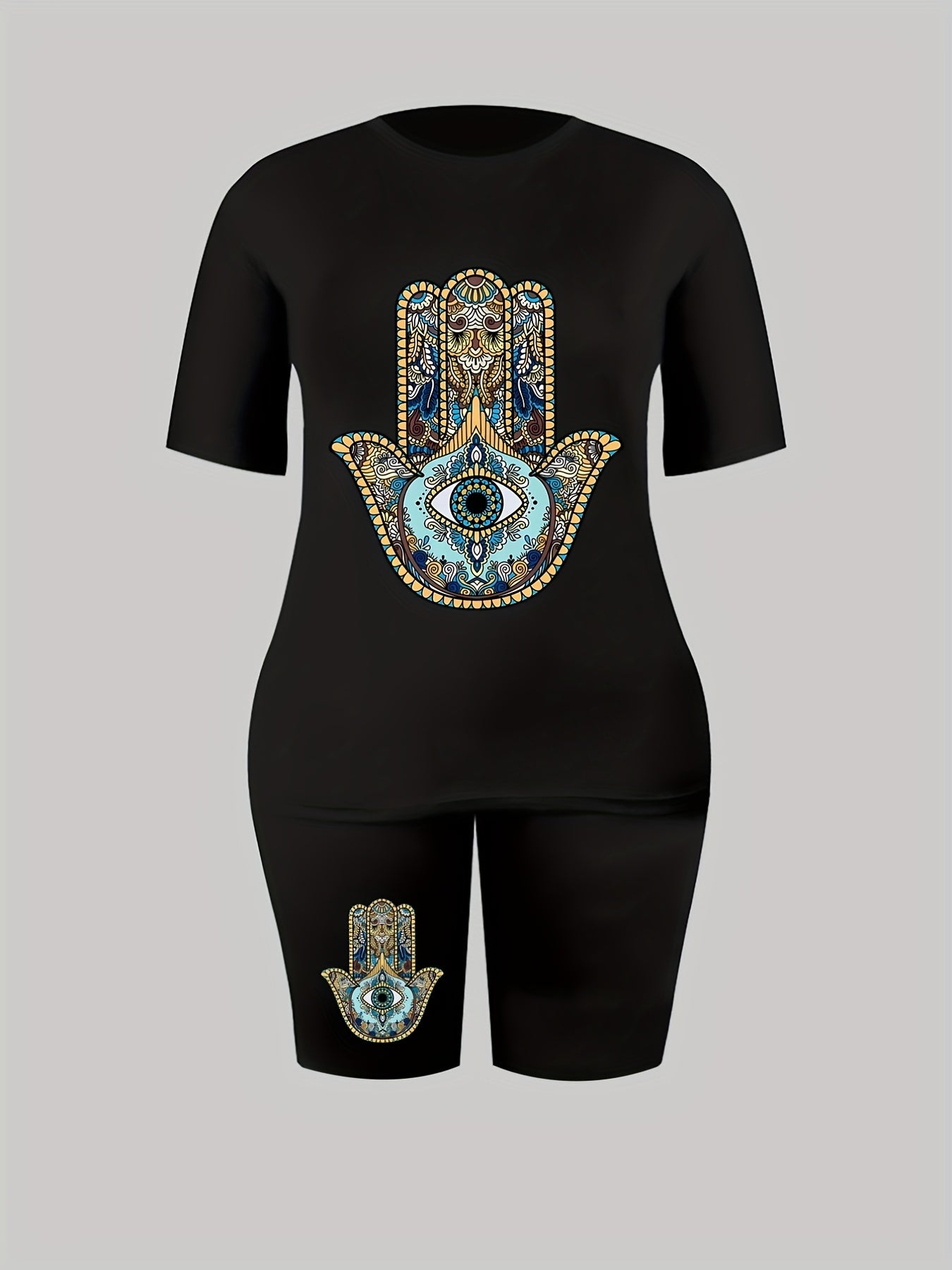 Graphic Print Tee & Biker Shorts Set