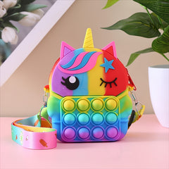 Unicorn Shoulder Bag for Girls - Pop Fidget Toy for Anxiety Relief
