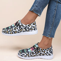 Leopard Print Lace-up Walking Shoes for Women